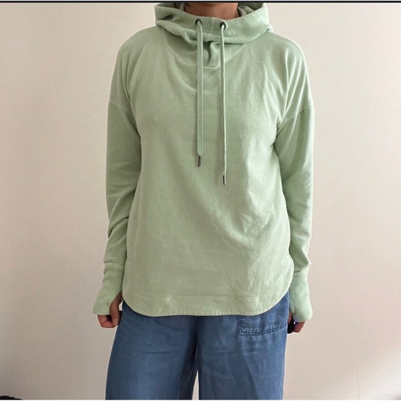 SWEATY BETTY Escape Luxe‎ Fleece Hoodie Thumbholes Funnel Mint Green Size XS - Picture 1 of 8
